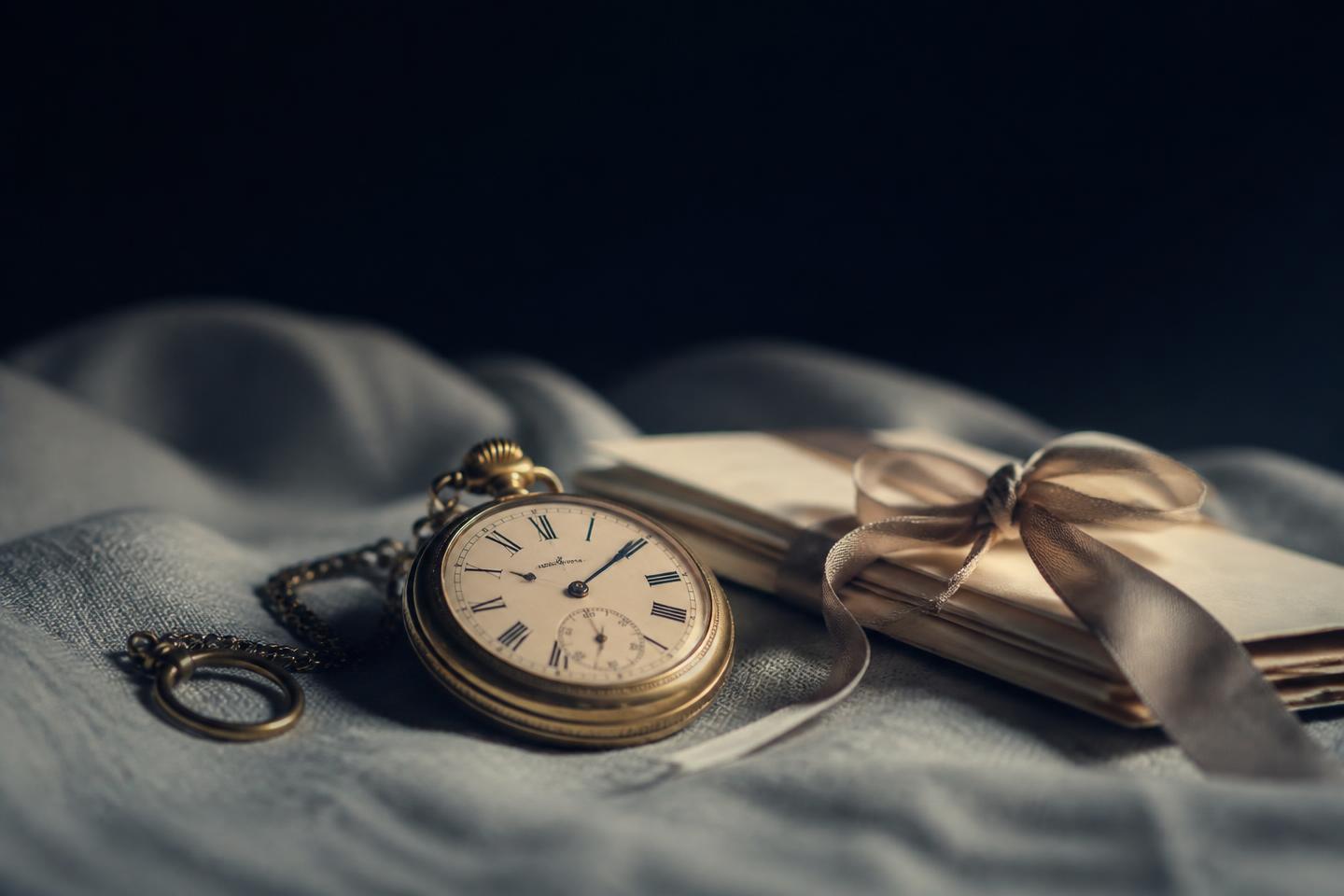 Un orologio da tasca posato accanto a una lettera manoscritta